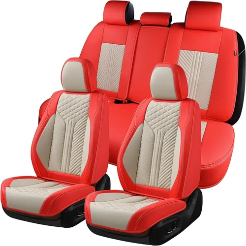 Miniatura 13 de Coverado Juego completo de fundas de asiento, fundas de asiento de piel sintética transpirable de 5 asientos para automóviles, funda de asiento