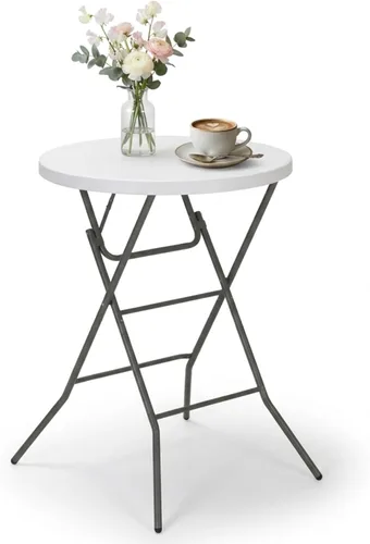 Miniatura 9 de Mesa plegable redonda de 32 pulgadas, mesa plegable portátil de altura de barra con patas desmontables, mesa plegable redonda con parte superior