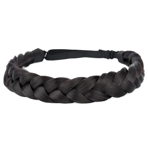 Miniatura 31 de Diadema clásica de cabello sintético trenzado, trenzas gruesas y anchas, extensión de cabello con elástico para mujeres y niñas, accesorio