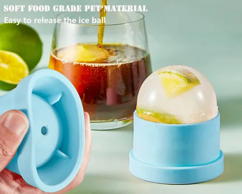 Miniatura 4 de Molde para hacer bolas de hielo DAPOWER - Juego de 4, molde redondo para cubitos de hielo, cubitos de hielo esféricos de 2.4 pulgadas para whisky