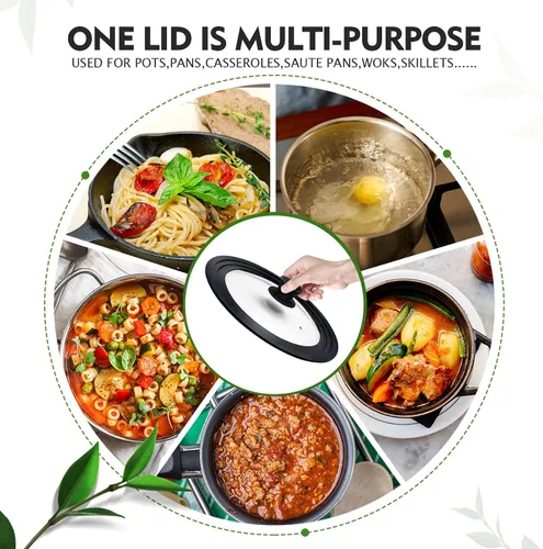 Miniatura 2 de Ydeapi Paquete de 2 tapas universales: tapas de silicona para ollas y sartenes, se adapta a utensilios de cocina de 7.5, 8.5, 9.5 y 10, 11 y 12