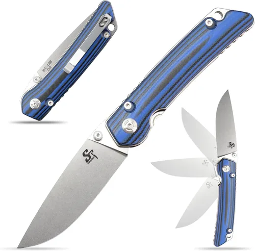 Miniatura 12 de Sitivien ST128 - Cuchillo plegable, hoja D2 G10, mango de seguridad, trazador de líneas de seguridad, cuchillo de herramienta EDC para senderismo al
