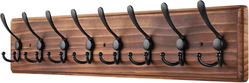 Miniatura 9 de Perchero de Pared de Montaje en Pared, Perchero de Pared de Madera Resistente para Pared, 6 Ganchos Triples para Colgar Abrigos, Chaqueta, Sombrero