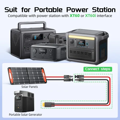 Miniatura 2 de Cable de extensión de carga solar Bateria Power a XT60 10AWG 25 pies, cable adaptador de conector solar a XT60 para panel solar a batería LiFePO4 RV