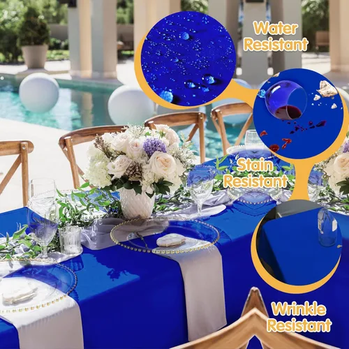 Miniatura 13 de BRILLMAX 6 Pack de Manteles Azul Marino para Mesas Rectangulares de 8 Pies 90 x 156 Pulgadas - 8 pies Mantel Rectangular a Granel de Lino