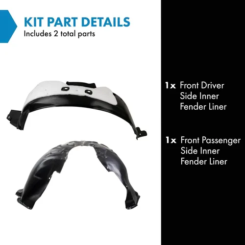 Miniatura 2 de TRQ Juego de revestimiento interior para guardabarros delantero Compatible con Chevrolet Cruze 2016 GM1248226 GM1249269