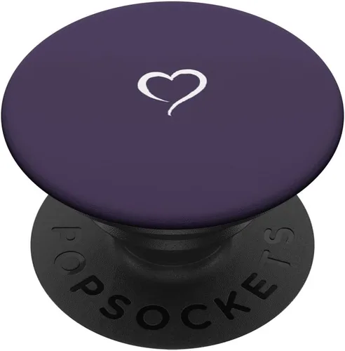 Púrpura oscuro Dibujado a mano Corazón Minimalista Amor PopSockets PopGrip: Agarre intercambiable para teléfonos y tabletas