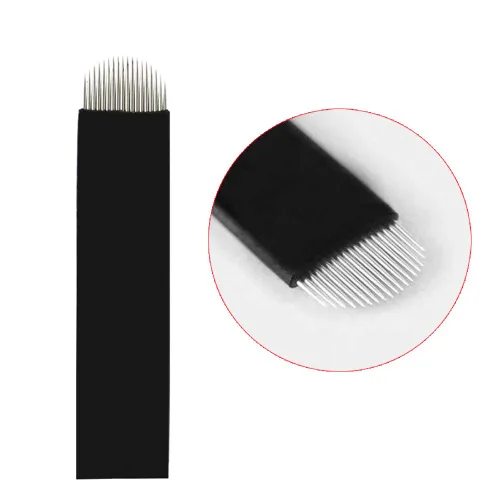 Miniatura 15 de Nano 0.007 in Microblading Agujas Piercing Tatuaje Aguja Microblade para Maquillaje Permanente Microblading (Diámetro 0.007 in, 14U-Shape)