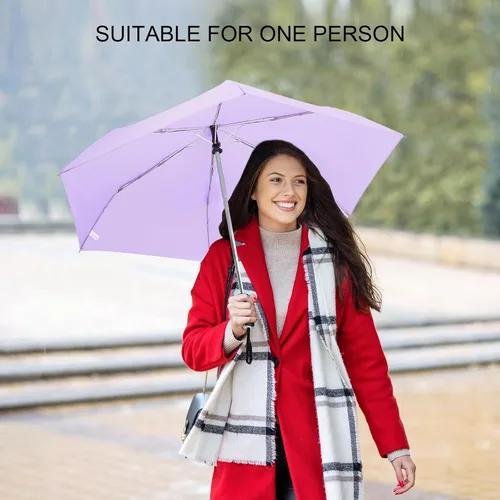 Miniatura 104 de LEAGERA Paraguas de viaje compacto para bolso, mango plano, impermeable para lluvia ligera
