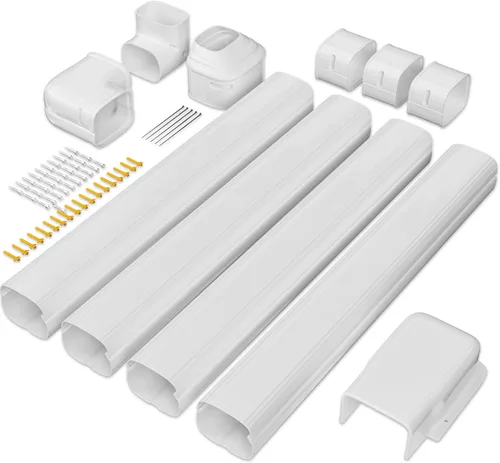 Juego de cubierta de línea dividida de 4 pulgadas, 14 pies, juego de cubiertas de línea de PVC y PP, universal para mini Split AC y CA central,