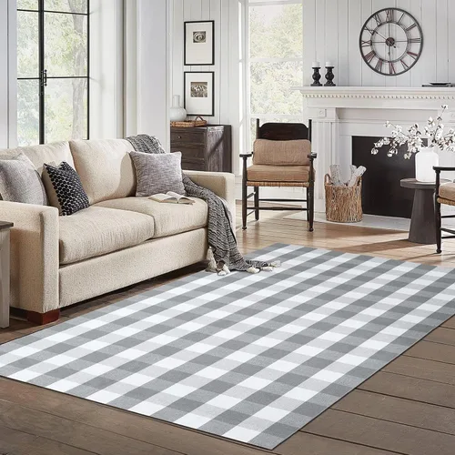 Miniatura 73 de IOHOUZE Alfombra Rayada Gris y Blanca - 27.5" X 43" Tapetes para Puerta Delantera al Aire Libre, Alfombra Lavable para Decoración de Porche
