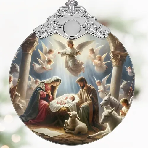 Miniatura 20 de Adorno de Navidad de natividad, decoración de Navidad de vitrales de 3 pulgadas, adornos de natividad para árbol de Navidad, regalos cristianos