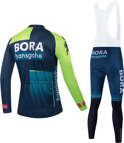 Miniatura 15 de Conjunto de ropa de ciclismo para hombre, manga larga, jersey de ciclismo con cremallera, bolsillo, traje de bicicleta, pantalones con babero de gel