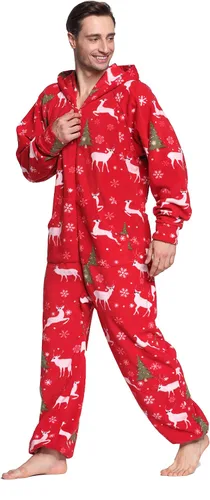 Miniatura 3 de Pijama enterizo de una pieza para mujer y hombre con capucha y forro polar