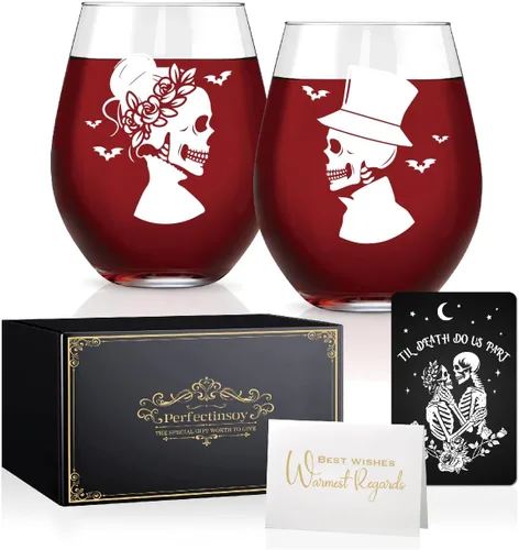 Miniatura 16 de Perfectinsoy Juego de 2 copas de vino de 40 años de feliz aniversario, regalo de boda para mamá, papá, esposa, alma gemela, pareja, divertido