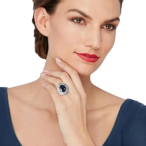 Miniatura 2 de Ross-Simons 7.25 Carat Dark Blue Sapphire and 4.40 ct. t.w. White Topaz Ring in Sterling Silver
