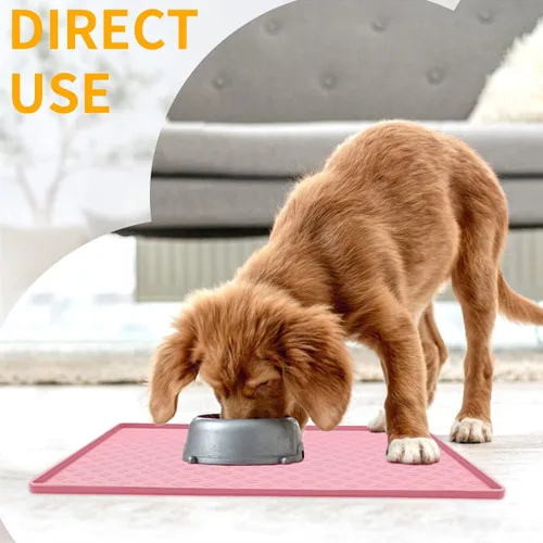 Miniatura 3 de Ptlom Mantel individual para mascotas para perros y gatos, tapete para evitar el desbordamiento de alimentos y agua, adecuado para mascotas Rosa