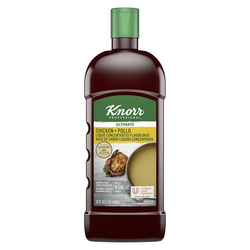 Base de caldo líquido concentrado de pollo Ultimate Professional de Knorr, sabor casero, aromático, sin gluten, sin sabores, colores ni conservantes