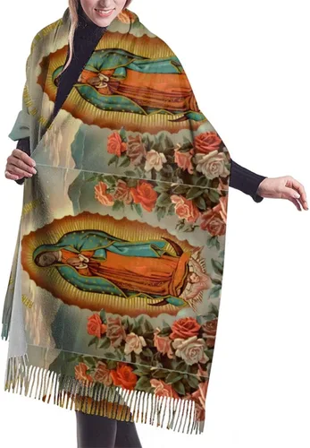 Miniatura 2 de Our Lady Of Guadalupe Virgin Mary Soft Cashmere - Bufandas ligeras para mujer, chales grandes y envolturas, Negro