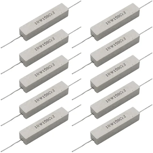 Miniatura 32 de 10 resistencias de cable de plomo axial de 10 W, 0.5 ohmios y 5 % – Resistencias de potencia de cemento cerámico fijas de heridas blancas
