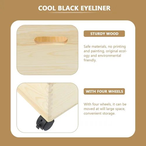 Miniatura 8 de Cabilock Caja de almacenamiento de madera con tapa y ruedas, organizador portátil de artículos diversos, contenedor de almacenamiento para el hogar