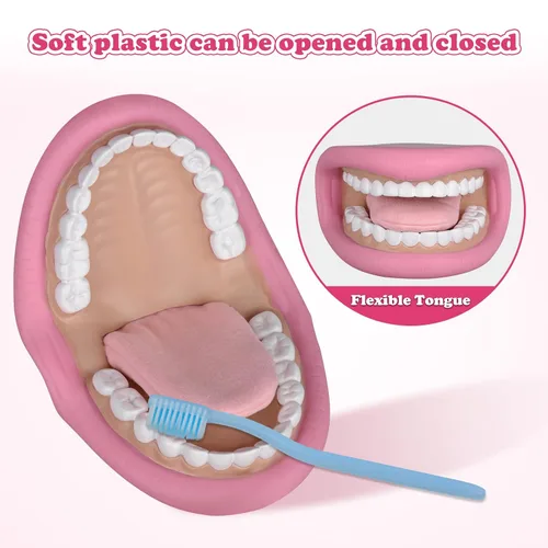 Miniatura 4 de Ultrassist Marioneta de Mano de Boca de Tamaño Mediano con Lengua para Niños Color Verde, Marioneta de Boca para Terapia del Habla, Incluye Cepillo