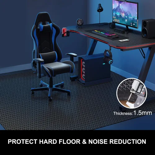 Miniatura 6 de Tapete para silla de oficina para piso duro, tapete grande para silla de computadora de 50"x60", protector de piso único con patrón en forma de Y