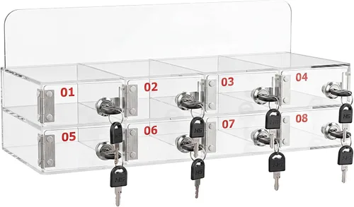 Miniatura 22 de Threan Caja de almacenamiento para teléfono celular de 12 ranuras, gabinete de almacenamiento de acrílico transparente para teléfono celular montado