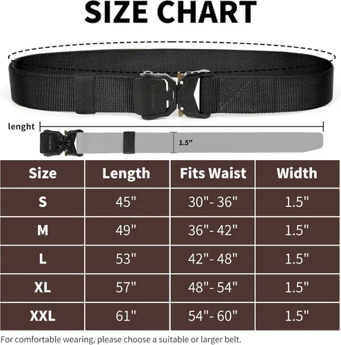 Miniatura 4 de FAIRWIN Cinturón Táctico, Estilo Militar Webbing Riggers Web Gun Belt con Hebilla de Metal de Liberación Rápida de Servicio Pesado Negro (Coal Black)
