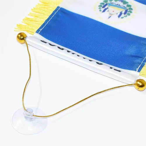Miniatura 3 de Bandera colgante de Salvador con ventosa de doble cara de 4 x 6 pulgadas, mini pancarta salvadoreña decorativa para automóvil, hogar, pared, puerta