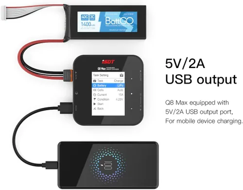 Miniatura 6 de ISDT Q8 MAX Battgo Lipo cargador de batería/descargador, cargador de equilibrio descargador 30A 1000W DC 2-8S pantalla LCD digital inteligente