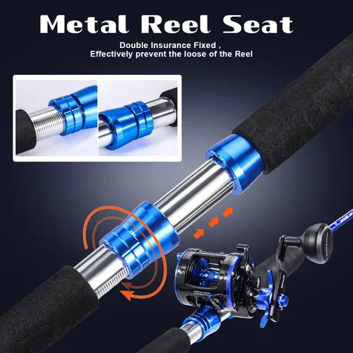 Miniatura 5 de Sougayilang Caña de pescar para bagre, 2 piezas de caña de pescar portátil de viaje MH/H/EH Power Caña de pesca de gato para spinning y casting