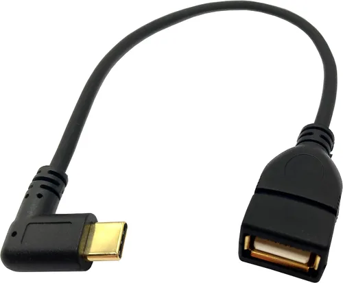 Adaptador USB C a USB, cable OTG tipo C, chapado en oro USB 3.1 tipo C macho a USB tipo A hembra OTG cable adaptador - 10 pulgadas (90 grados USB C