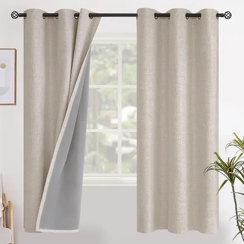 Miniatura 18 de YoungsTex - Cortinas opacas de lino para dormitorio, oscurecimiento de la habitación, cortinas con textura de lino, paneles con aislamiento térmico