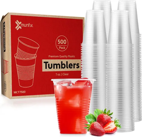Miniatura 4 de Munfix Paquete de 500 vasos de plástico transparente de 7 onzas, vasos desechables para fiestas, vasos de plástico transparente a granel