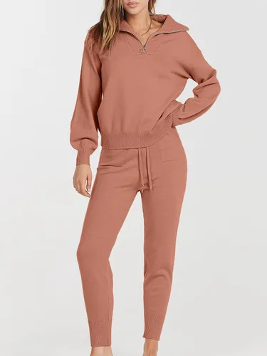 Miniatura 2 de ANRABESS Conjunto de dos piezas para mujer, suéter de manga larga y pantalones con cordón