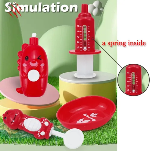 Miniatura 4 de Juego de simulación de dinosaurio de plástico, juego de dentista, kit médico de animación de animales, juguete de simulación para niños, juego