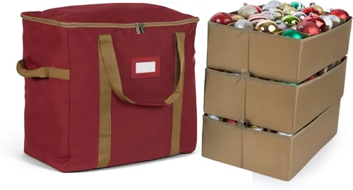 Covermates Keepsakes Bolsa de almacenamiento ajustable para adornos, poliéster resistente, separadores acolchados y bandejas FlexGrid, organizador