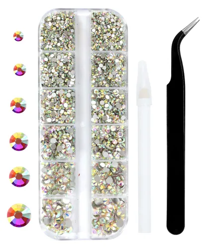 Miniatura 30 de 3792 diamantes de imitación con parte trasera plana para manualidades, piedras preciosas de cristal para uñas, diamantes de imitación brillantes