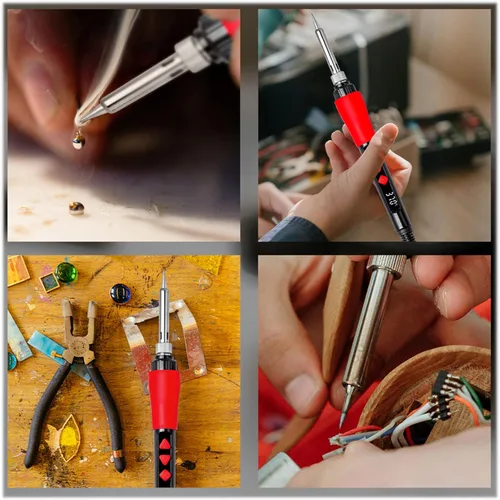 Miniatura 9 de Kit de soldador, bolígrafo de soldadura digital con pantalla LED de 60 W, 5 puntas reemplazables, calentamiento rápido 21 en 1 con cable