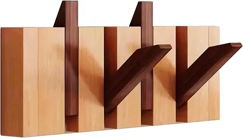 Miniatura 31 de Percheros montados en la pared, ganchos para llaves de piano, colgador de madera maciza natural, tela no tejida, perchas para armario, cocina