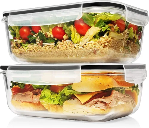 Miniatura 8 de Razab 4 PC 1860ml / 63 Oz / 8 Cups Large Glass Food Storage Containers with Lids - Glass Meal Prep Containers for Roasting & Storing Leftover, Lunch