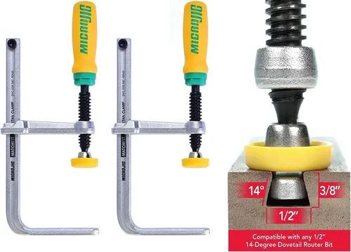 MICROJIG GRR-RIPPER DVC-538K2 Abrazaderas de cola de milano Match Fit, paquete de 10, amarillo/verde
