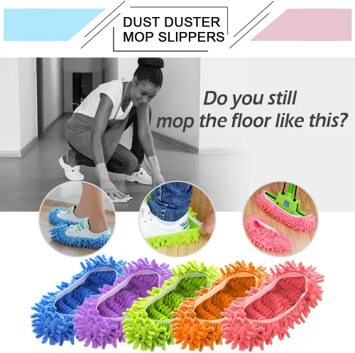 Miniatura 5 de Cosywell 5 pares de 10 pantuflas de mopa para suministros de limpieza de pisos, pantuflas de microfibra lavables y reutilizables, calcetines