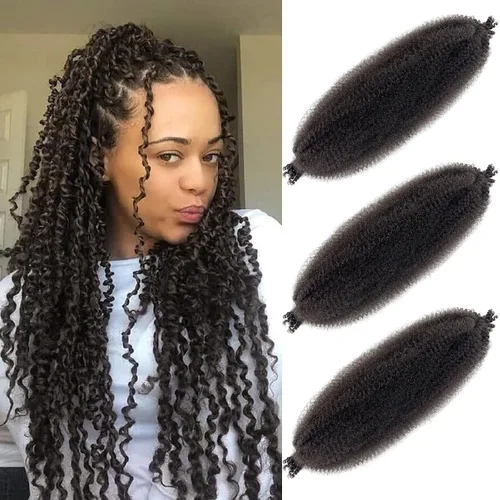 Miniatura 7 de Cabello Afro Twist Elástico de 16 pulgadas, cabello Cuban Twist 30# Marley Twist trenzado, Afro Twist suave, extensiones de cabello sintético rizado