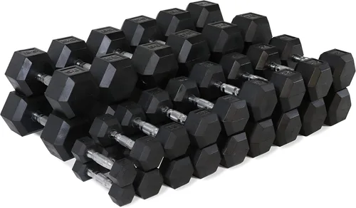 Miniatura 4 de WF Athletic Supply - Par de mancuernas hexagonales de hierro fundido con revestimiento de goma para tonificación muscular, entrenamiento de cuerpo