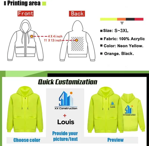 Miniatura 3 de Chaqueta con capucha de seguridad reflectante de alta visibilidad con mangas extraíbles Hi Vis Ropa de trabajo de protección al aire libre unisex