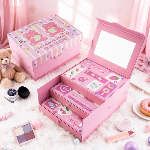 Miniatura 6 de Glam Code Calendario de Adviento de maquillaje de 24 días 2025, juego de regalo de maquillaje para adolescentes y mujeres adultas, calendario de Rosa