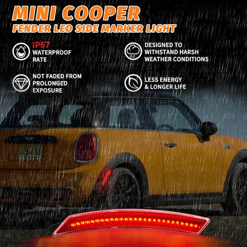 Miniatura 5 de POPMOTORZ Kit de luces LED de marcador lateral para guardabarros, 4 lámparas de marcador lateral de parachoques delantero ámbar y trasero rojo