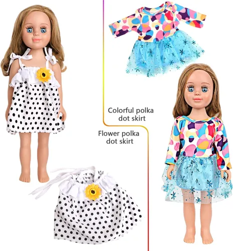 Miniatura 4 de MSYO 10 piezas de ropa de muñeca, ropa de muñeca de 18 pulgadas, ropa de muñeca de bebé, para muñecas de 16 a 18 pulgadas, vestidos florales